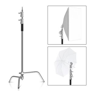 3.3m Heavy-Duty Stainless Steel C-Stand with Boom Arm & Grip Heads - Light Stand - wrodpress