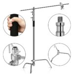 3.3m Heavy-Duty Stainless Steel C-Stand with Boom Arm & Grip Heads - Light Stand - wrodpress
